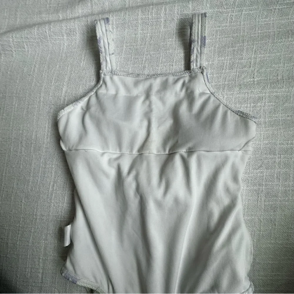Wonder Nation Floral One Piece Swimsuit Hawaiian Purple White Swim SZ 10-12